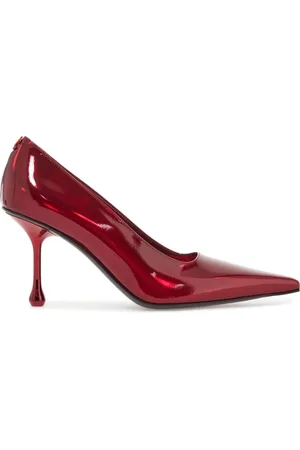 Jimmy Choo Femme, Chaussures, Rouge, Taille: 40 EU Talons en Cuir Effet Chrome