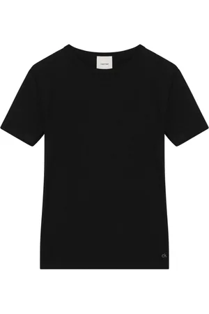 Calvin Klein Femme, Tops, Noir, Taille: 40 FR T-shirt col rond à manches courtes