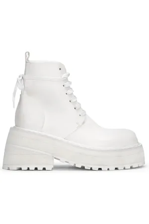 MARSÈLL Femme, Chaussures, Blanc, Taille: 39 EU Bottines en Cuir Blanc Lacets