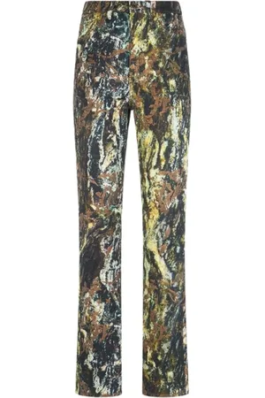 Roberto Cavalli Femme, Pantalons, Multicolore, Taille: 36 FR Marble Print Skinny High-Rise Pantalon