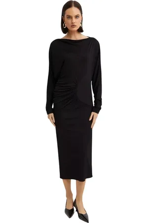 Khaite Femme, Robes, Noir, Taille: 42 FR Robe Maxi Noire Manches Chauve-Souris Col Bateau