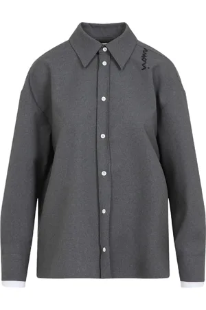 Marni Femme, Blouses et Chemises, Gris, Taille: 36 FR Chemise de luxe en laine pour femmes