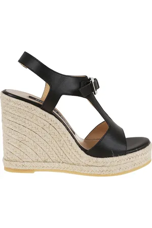 Sergio Rossi Femme, Chaussures, Noir, Taille: 40 EU Sandales noires avec semelle compensée en corde