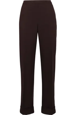 Aspesi Femme, Pantalons, Brun, Taille: 38 FR Pantalon en coton taille haute avec revers aux chevilles
