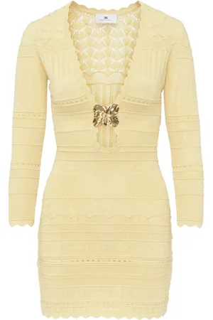 Elisabetta Franchi Femme, Robes, Jaune, Taille: 40 FR Robe Tricot Lemonade