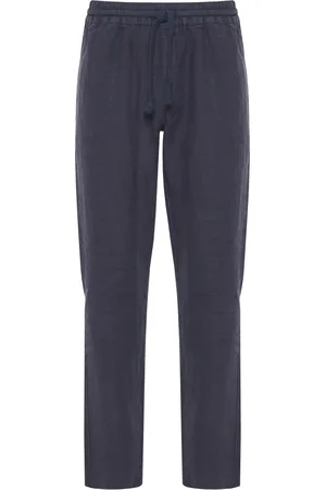 FEDELI Homme, Pantalons, Bleu, Taille: L Pantalon en lin à cordon de serrage et poches