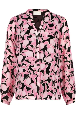 Fabienne Chapot Femme, Blouses et Chemises, Rose, Taille: 36 FR Chemisier Rose Floral à Col V