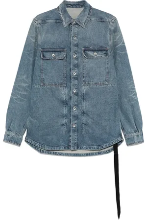 Rick Owens Femme, Vestes, Bleu, Taille: 38 FR Vestes Bleues avec Col Classique