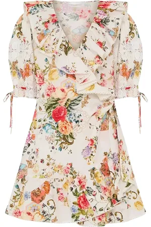 Camilla Femme, Robes, Multicolore, Taille: 40 FR Robe Mini Florale avec Volants