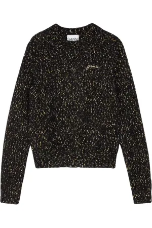 Ganni Femme, Pulls, Noir, Taille: 40 FR Pull Noir Col Rond