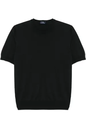 BARBA Homme, Tops, Noir, Taille: M T-shirt Tricoté Noir Élégant et