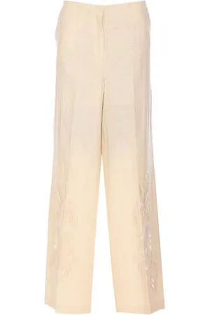 Twin-Set Femme, Pantalons, , Taille: 38 FR Pantalon en Lin Brodé Été