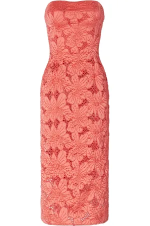 GENNY Femme, Robes, Rouge, Taille: 40 FR Robe Corail Brodée d