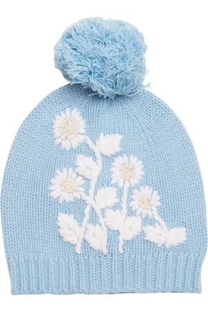 LOVESHACKFANCY Femme, Accessoires, Bleu, Taille: ONE Size Bonnet Femme Bleu Brodé Floral