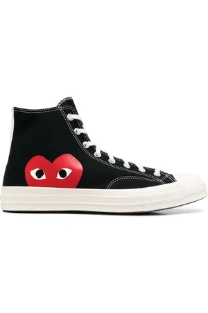 Comme des Garçons Femme, Chaussures, Noir, Taille: 37 EU Baskets Noires avec Impression de Cœur