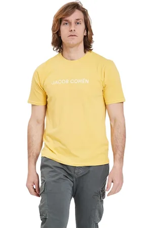 Jacob Cohen Homme, Tops, Jaune, Taille: 2XL T-Shirt Imprimé Col Rond