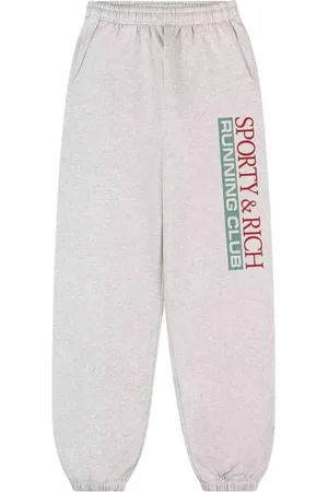 Sporty & Rich Femme, Pantalons, Gris, Taille: 38 FR Jogging Gris Coupe Large Taille Élastique