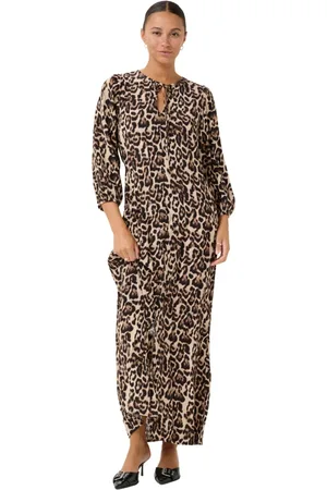 Kaffe Femme, Robes, Multicolore, Taille: 38 FR Robe Imprimé Léopard avec Col en V