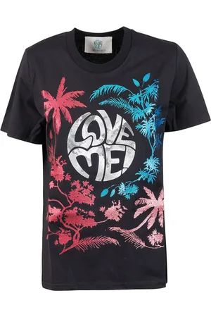 Alberta Ferretti Femme, Tops, Noir, Taille: 38 FR T-shirt en coton avec design 555C