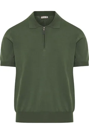 CANALI Homme, Tops, Vert, Taille: L Polo à zip en coton