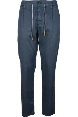ELEVENTY Homme, Pantalons, Bleu, Taille: W32 Pantalon en lin et coton avec élasthanne