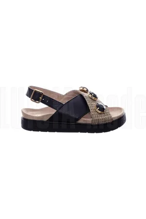 INUIKII Femme, Chaussures, Noir, Taille: 37 EU Sandales Raffia Stone