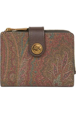 Etro Femme, Accessoires, Brun, Taille: ONE Size Portefeuille Paisley avec Bouton Pegaso