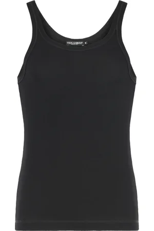 Dolce & Gabbana Homme, Tops, Noir, Taille: XL Débardeur en Coton Côtelé