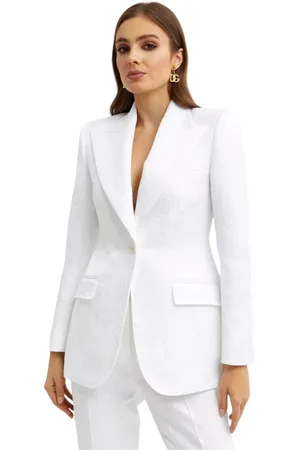 Dolce & Gabbana Femme, Vestes, Blanc, Taille: 36 FR Blazer Blanc Texturé