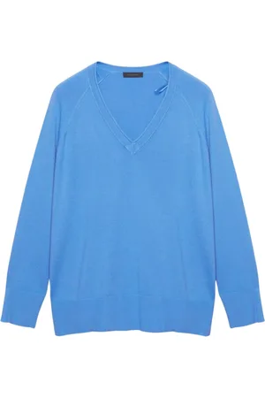 Elena Miro Femme, Pulls, Bleu, Taille: 42 FR Pull Col en V
