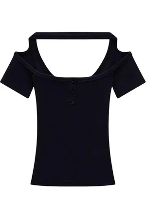 Courrèges Femme, Blouses et Chemises, Noir, Taille: 36 FR Haut Noir Sans Manches Hyperbole