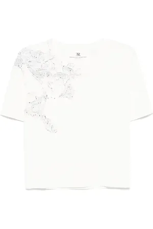 ERMANNO SCERVINO Femme, Tops, Blanc, Taille: 36 FR Pull en maille à manches courtes