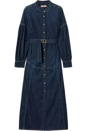 Twin-Set Femme, Robes, Bleu, Taille: 40 FR Robe Longue en Denim de Coton