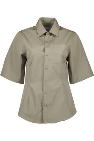 Ami Femme, Blouses et Chemises, Gris, Taille: 38 FR Chemise en Coton Collection Printemps-Été 2025