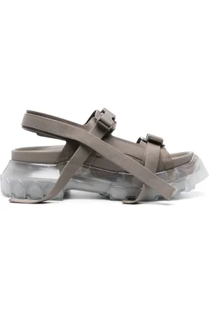 Rick Owens Homme, Chaussures, Gris, Taille: 40 EU Sandales en cuir robustes avec double boucle