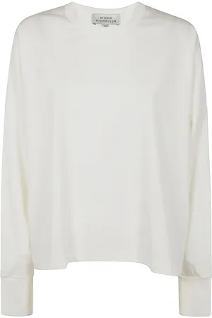 STUDIO NICHOLSON Femme, Tops, Blanc, Taille: 32 FR T-shirt à manches longues pour femmes
