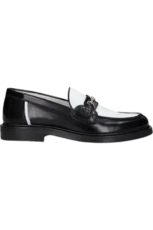 Filling pieces Unisex, Chaussures, Noir, Taille: 42 EU Mocassins noirs et blancs avec détails métalliques
