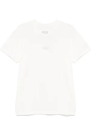 Maison Margiela Homme, Tops, Blanc, Taille: L T-shirt Blanc en Coton avec Logo