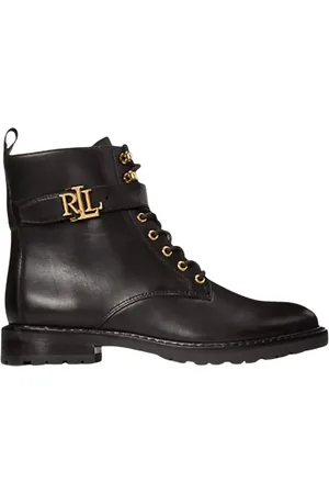 Ralph Lauren Femme, Chaussures, Noir, Taille: 39 EU Bottines noires en cuir Eldridge