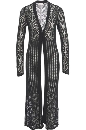 Liu Jo Femme, Robes, Noir, Taille: 40 FR Cardigan en Dentelle Crochet Tricot Noir