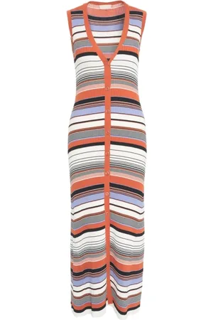 Liu Jo Femme, Robes, Multicolore, Taille: 42 FR Robe Maxi en Tricot Rayée Multicolore
