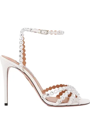 Aquazzura Femme, Chaussures, Blanc, Taille: 40 EU Talons hauts blancs à sangle en cristal
