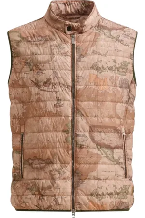 ALVIERO MARTINI 1A CLASSE Homme, Vestes, Multicolore, Taille: S Gilet Rembourré Geo Classic Marron