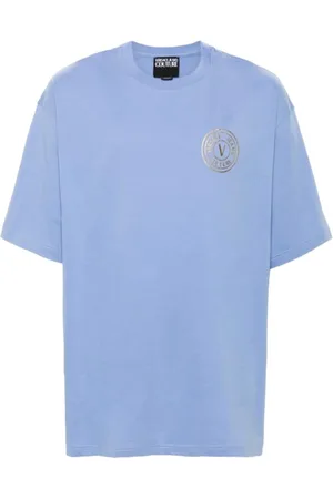 VERSACE Homme, Tops, Bleu, Taille: M T-shirt Casual en Coton