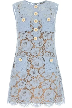 Self-Portrait Femme, Robes, Bleu, Taille: 40 FR Robe Mini en Dentelle Bleu Poudre