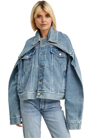 Jean Paul Gaultier Femme, Vestes, Bleu, Taille: 38 FR Veste en Jean Bleu Oversize avec Revers