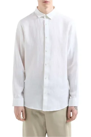 Armani Exchange Homme, Chemises, Blanc, Taille: M Chemise Blanche en Lin à Manches Longues