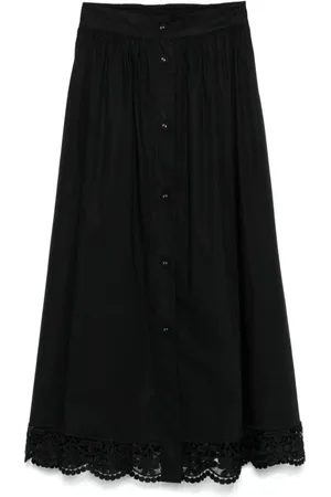 Twin-Set Femme, Jupes, Noir, Taille: 36 FR Jupe en Mélange de Coton Noir