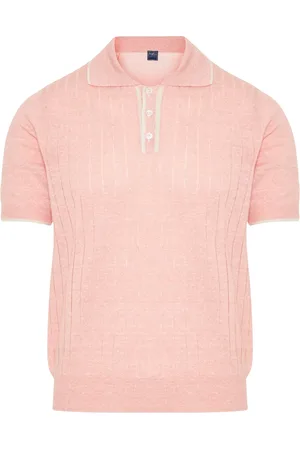 FEDELI Homme, Tops, Rose, Taille: 2XL Polo en maille de lin/coton