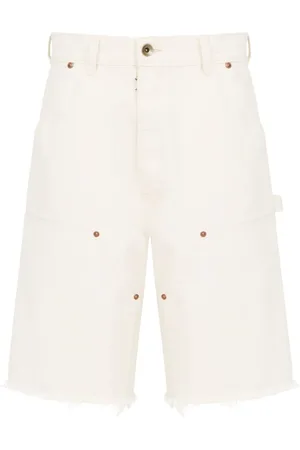 Maison Margiela Homme, Shorts, Blanc, Taille: W30 Shorts en Denim Blanc avec Ourlet Brut